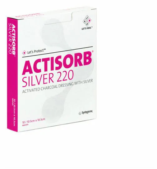 Actisorb Ag 220 Charcoal - 10.5cm x 10.5cm 10/BX