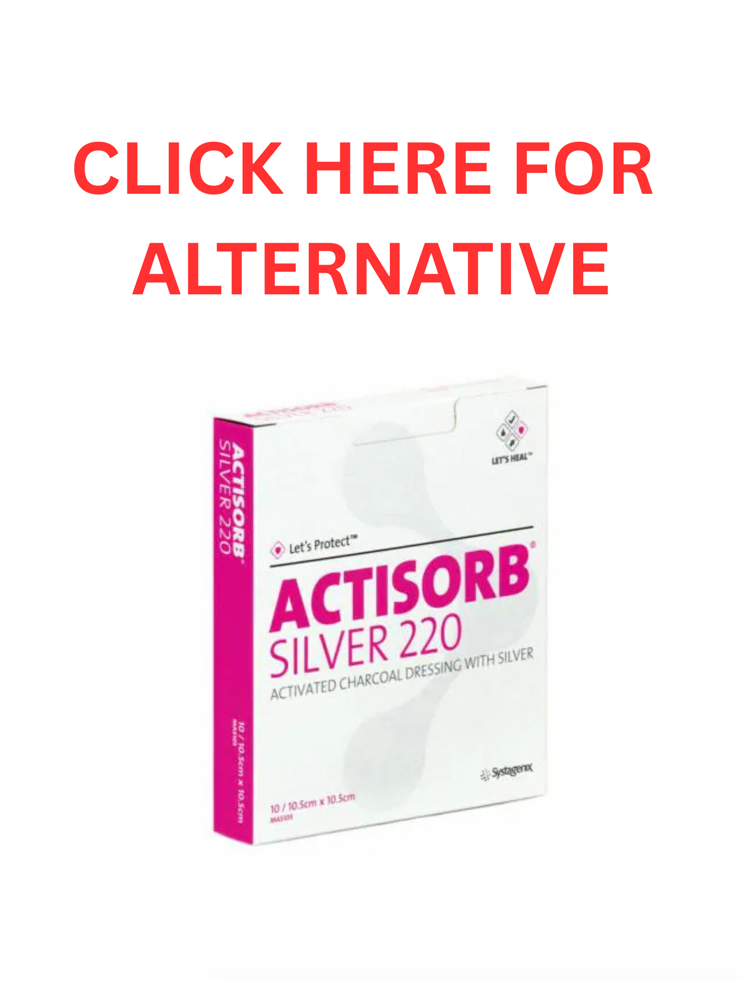Actisorb Ag 220 Charcoal - 10.5cm x 10.5cm 10/BX